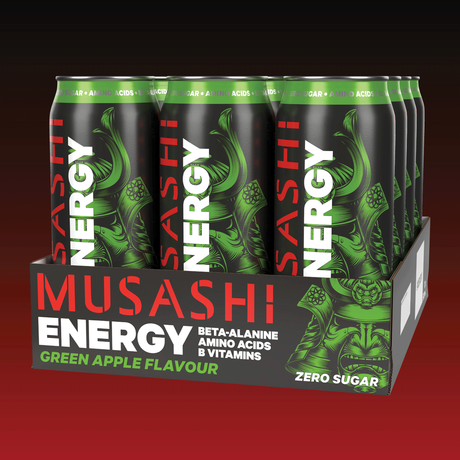 Musashi Energy Drink 500ml 12pack - Green Apple