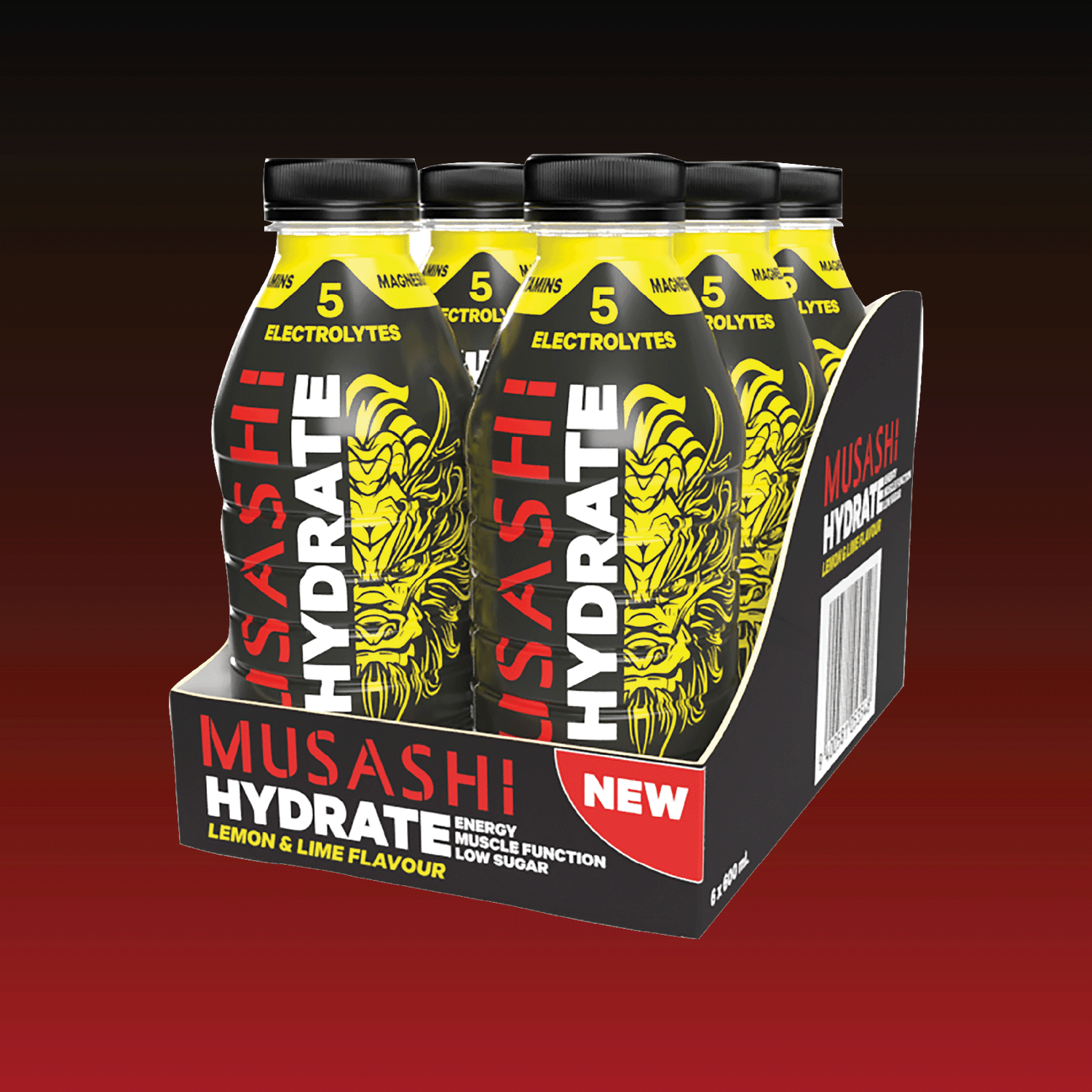 Musashi Hydrate Drink (600ml) - 6 Packs - Lemon and Lime