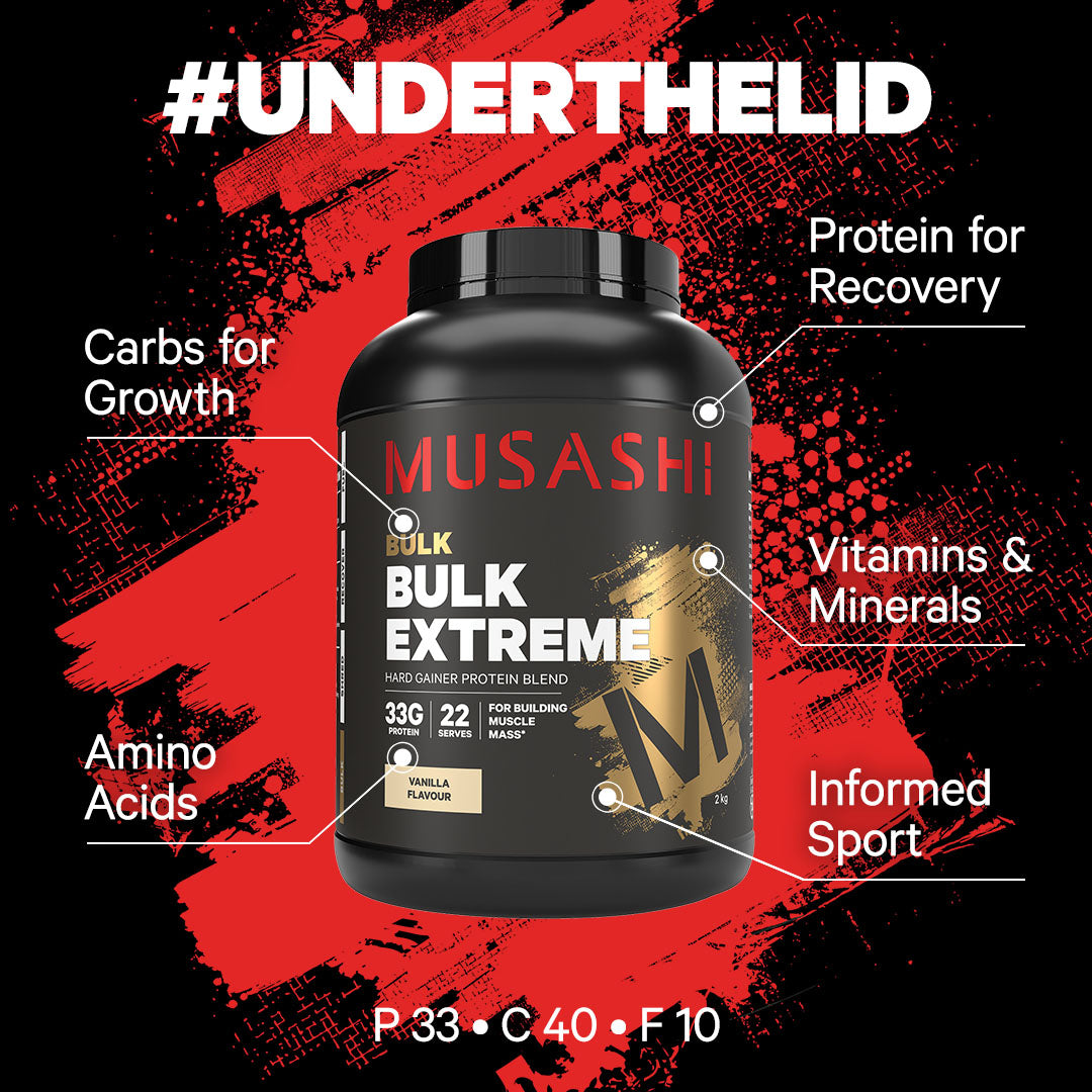 Musashi Bulk Extreme Powder - Under the lid