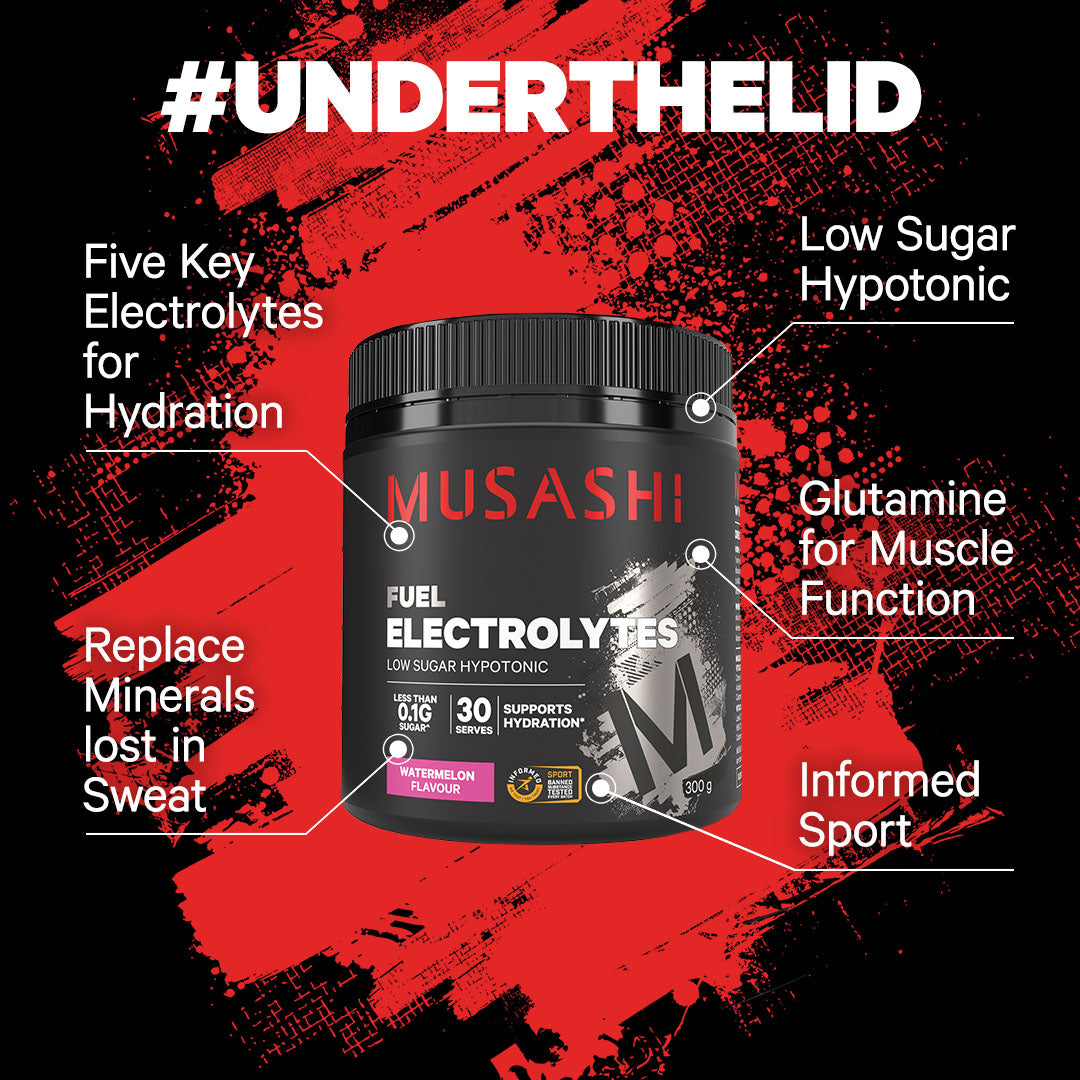 Musashi Electrolytes 300g - Under the lid