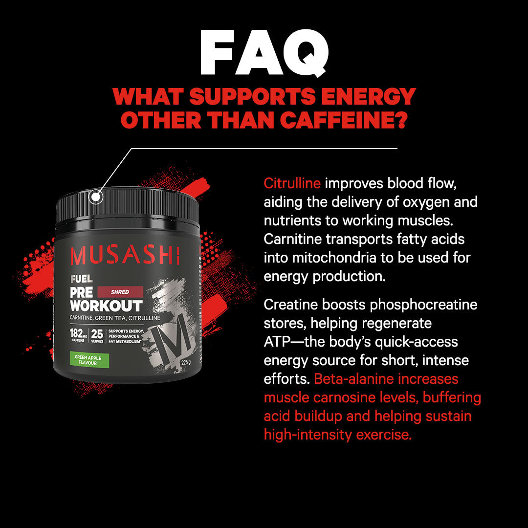 Musashi Pre Workout Shred 225g - FAQ