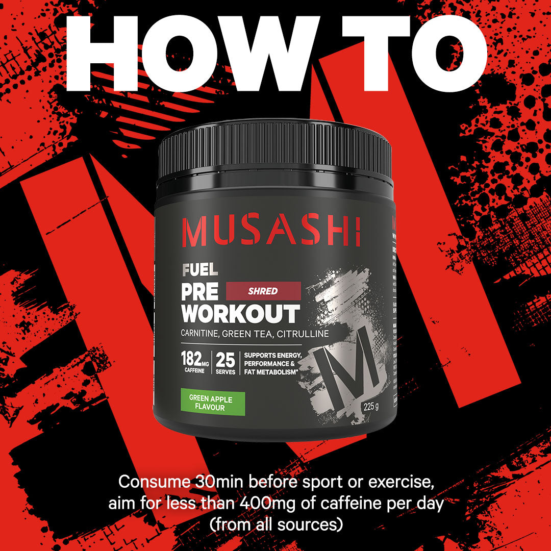 Musashi Pre Workout Shred 225g - How to