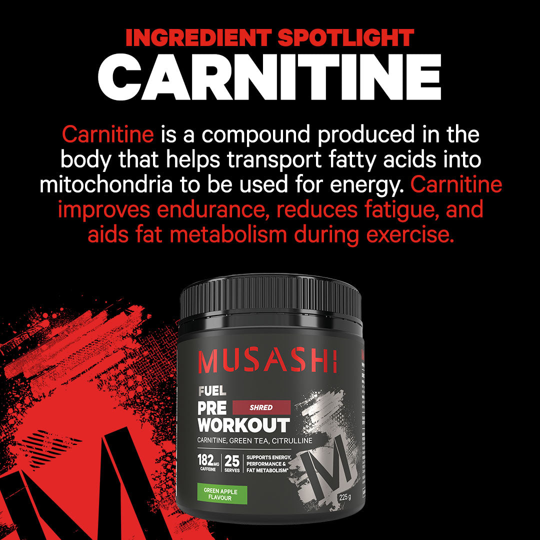 Musashi Pre Workout Shred 225g - Ingredient Spotlight
