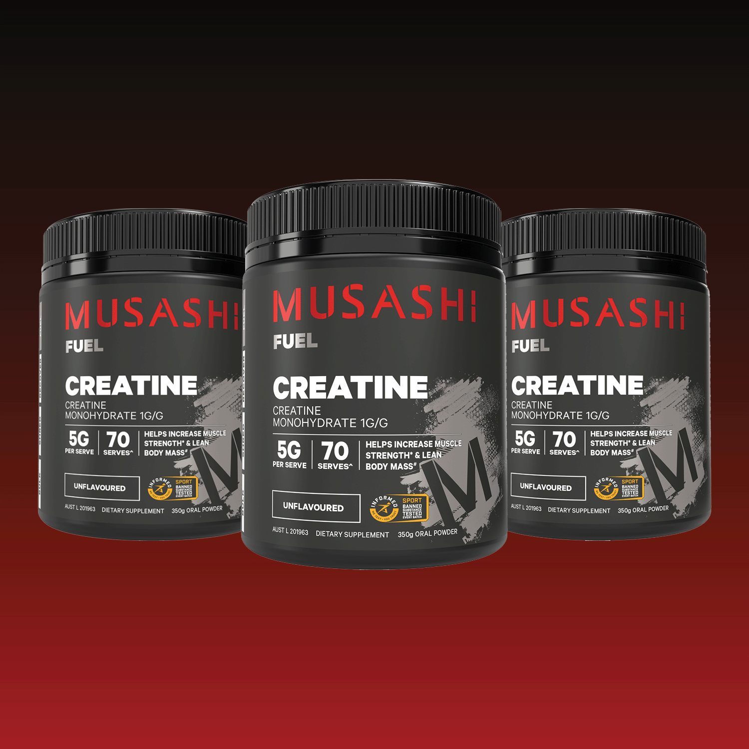 Musashi 1KG Creatine Monohydrate Powder Value Bundle