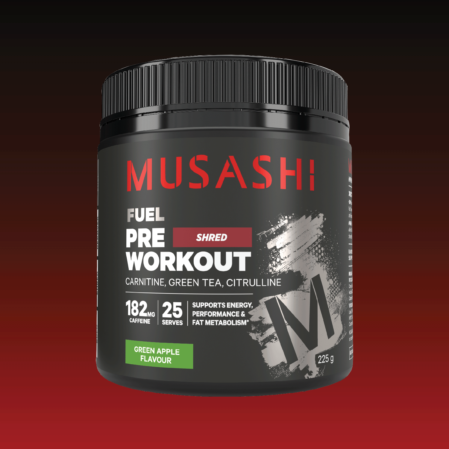 Musashi Pre Workout Shred 225g - Green Apple
