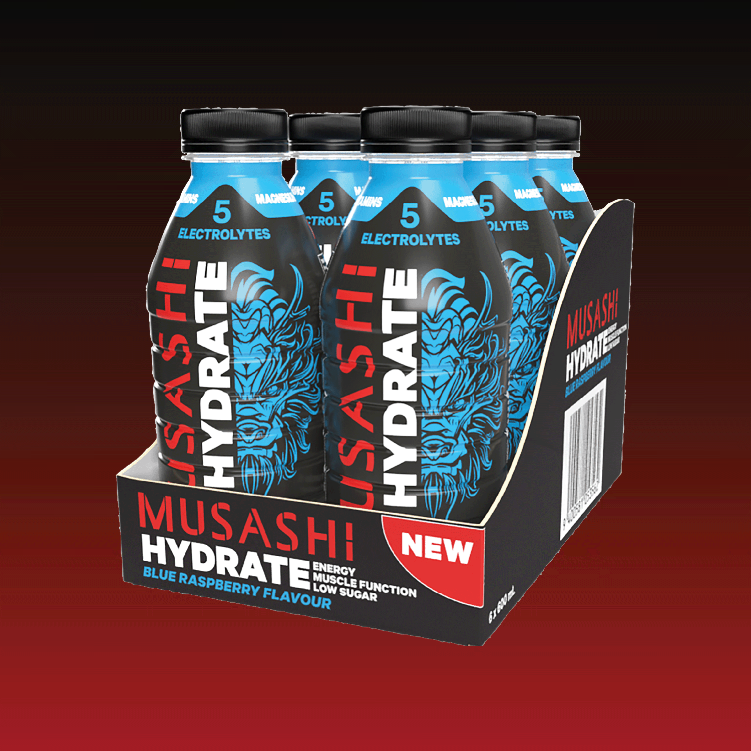 Musashi Hydrate Drink (600ml) - 6 Packs - Blue Raspberry
