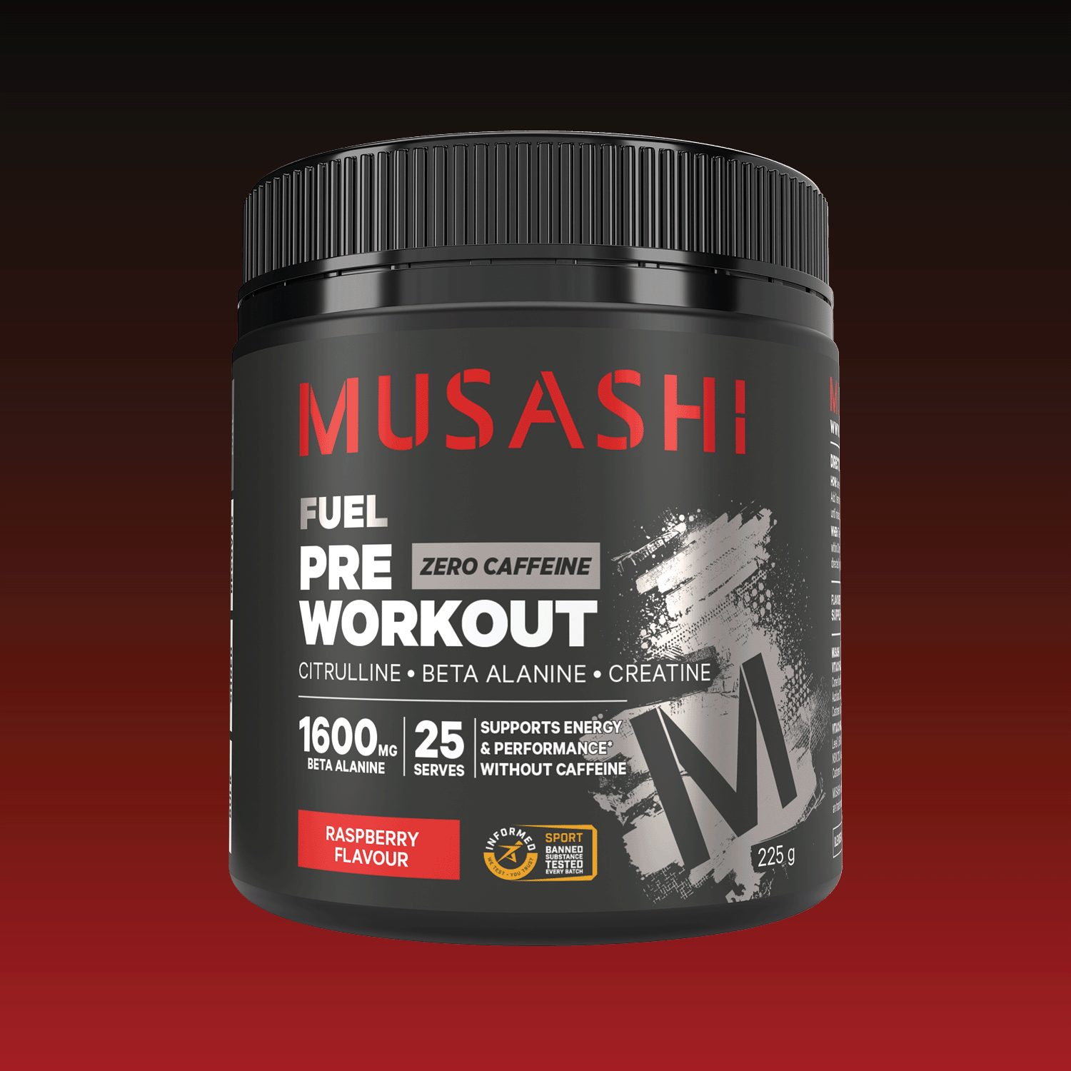 Musashi Pre Workout Zero Caffeine - Raspberry