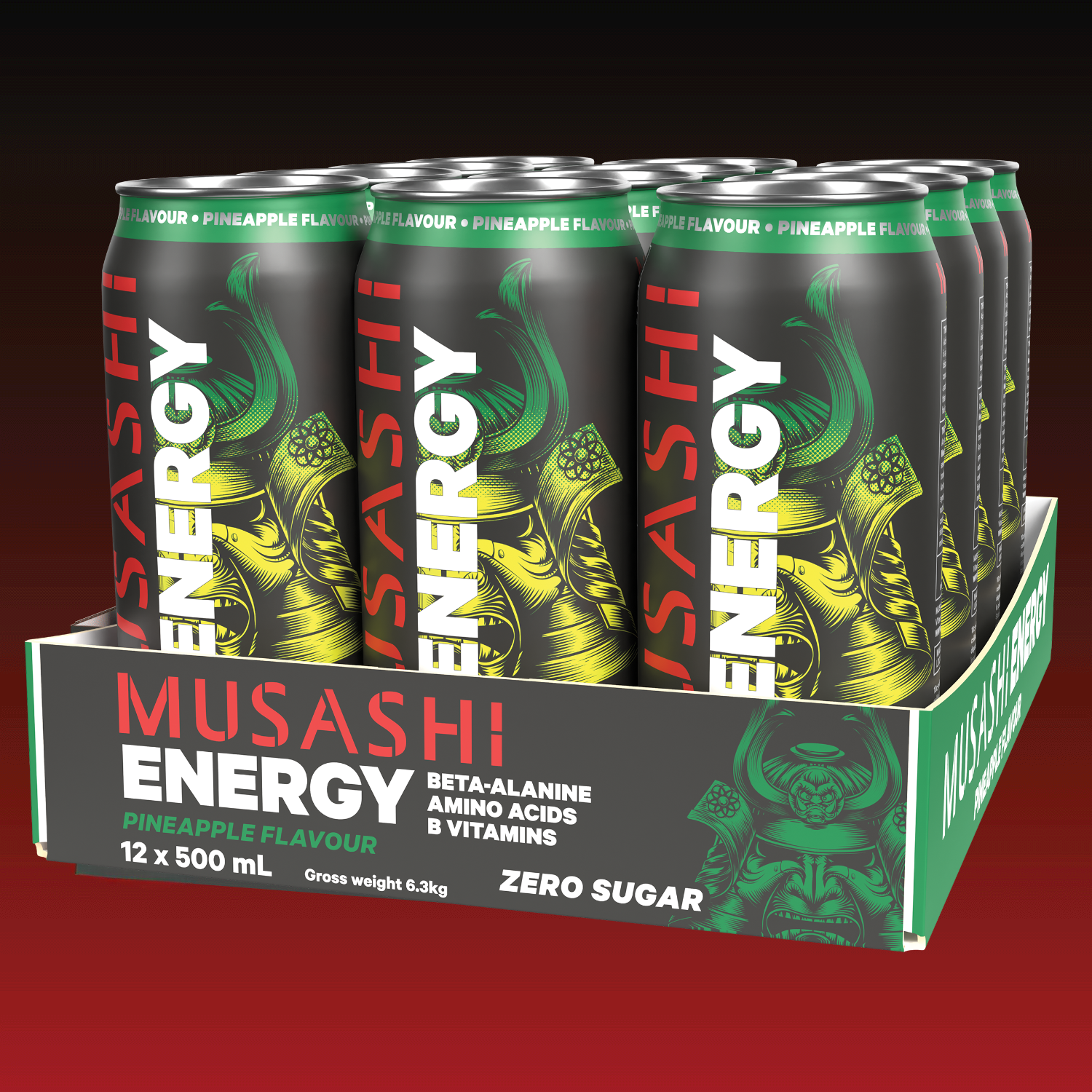 Box of Musashi Energy Pineapple Flavour energy drinks