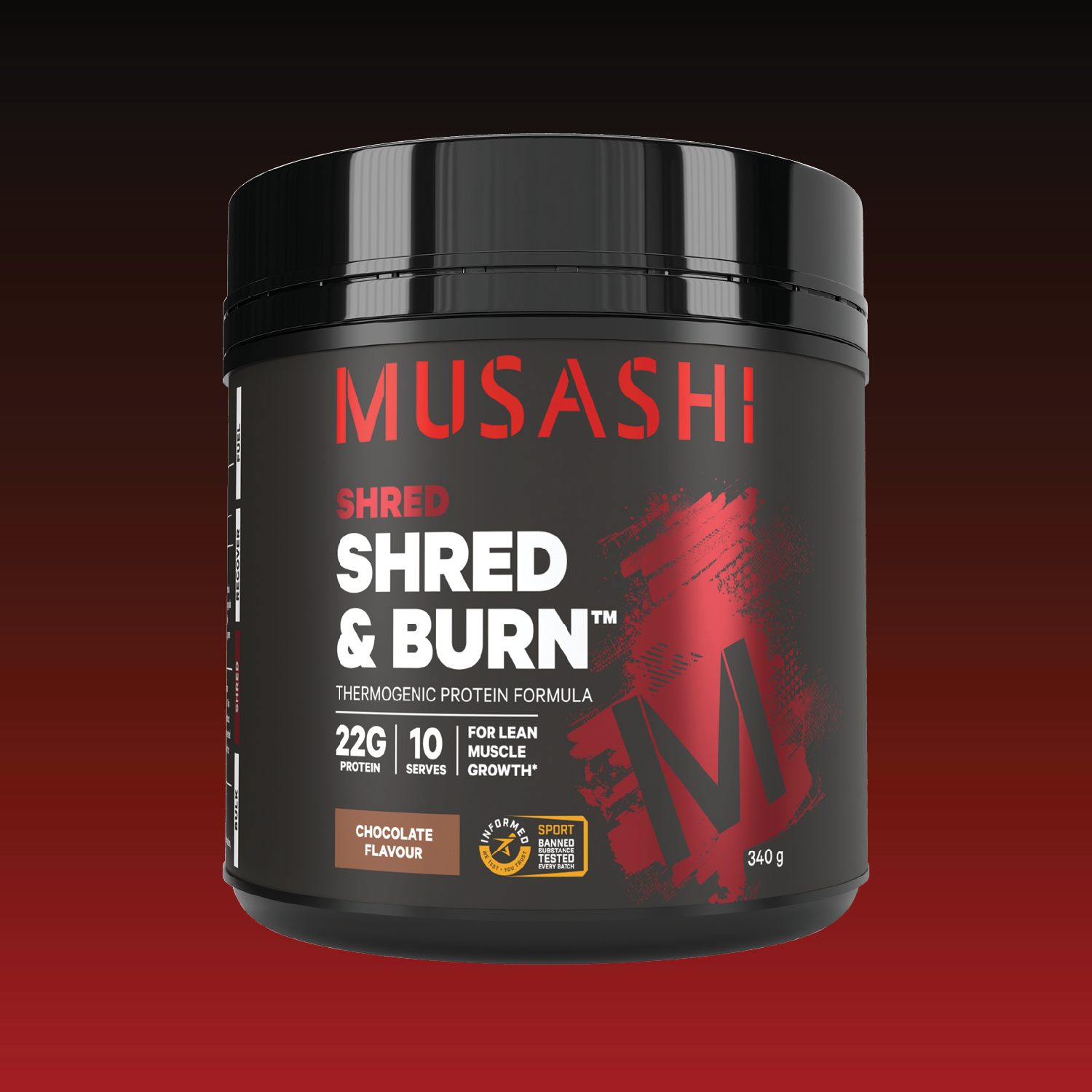 Musashi Shred & Burn Protein Powder 340g - Chocolate