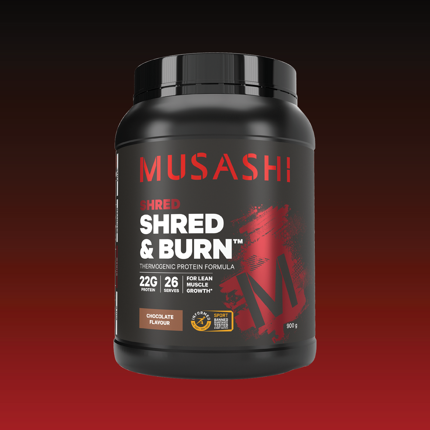 Musashi Shred & Burn Protein Powder 900g - Chocolate