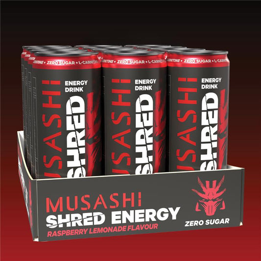 Musashi Energy Drink Raspberry Shred Energy Drink 355ml - 12 Packs