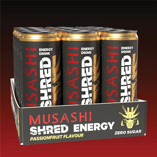 Musashi Energy Drink Passionfruit Shred Energy Drink 355ml - 12 Packs