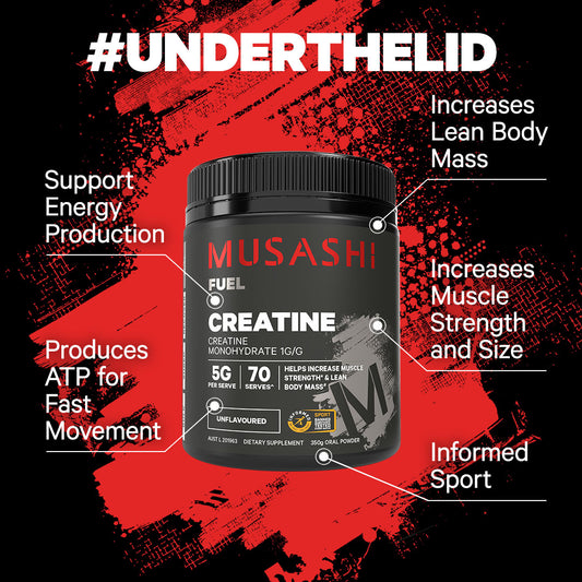 Musashi Creatine Monohydrate Powder 350g - Under the lid
