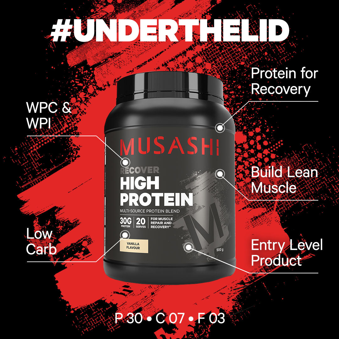 Musashi High Protein Powder - Under the Lid