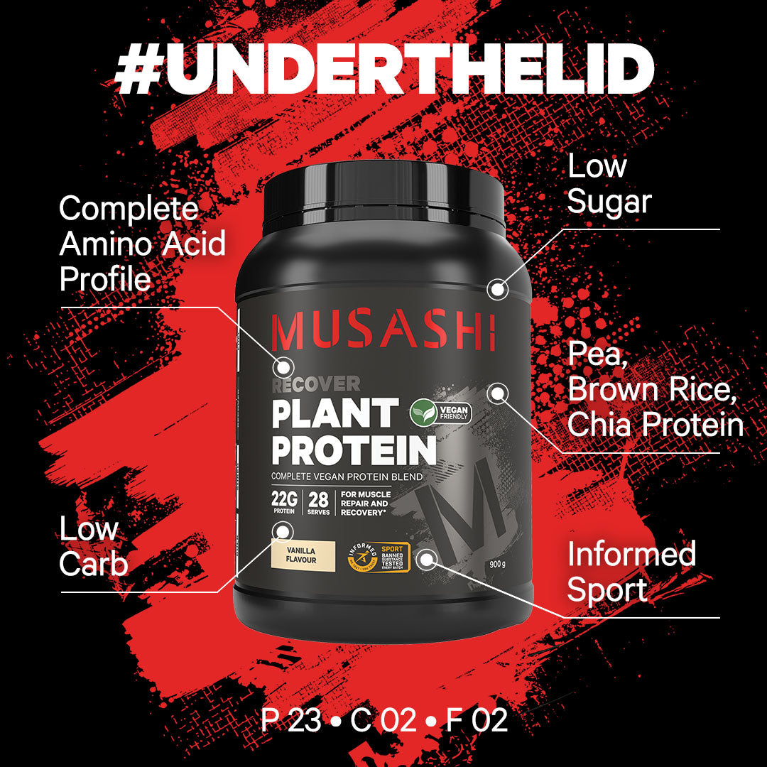 Musashi Plant Protein Powder - Under the Lid