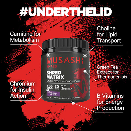 Musashi Shred Matrix 270g - Under the lid